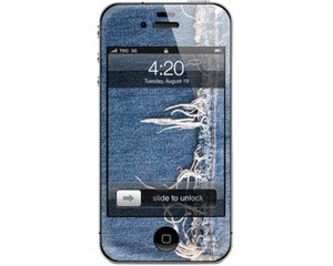 skinat iphone4/4s手機正背面全套貼紙 貼膜 磨邊牛仔圖片