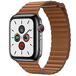 苹果Watch Series 5(GPS+蜂窝网络/不锈钢表壳/皮制回环形表带/44mm) 智能手表/苹果