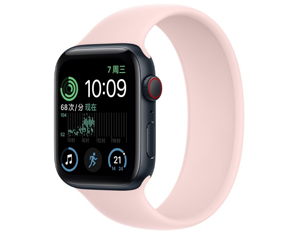 苹果Apple Watch Series SE银色铝金属表壳单圈表带 灰粉色 GPS+蜂窝网络 44mm