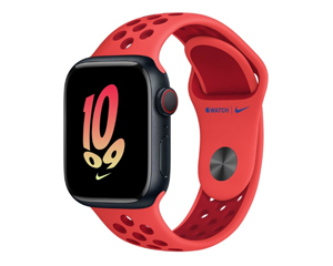 苹果Apple Watch Series 8午夜色铝金属表壳Nike运动表带 亮深红配健身红色 GPS+蜂窝网络 45mm