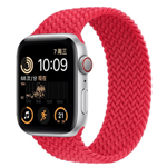 苹果AppleWatch Series SE银色铝金属表壳编织单圈表带 红色 GPS+蜂窝网络 44mm